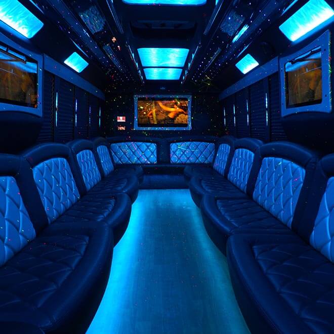 party bus interior blue led lights